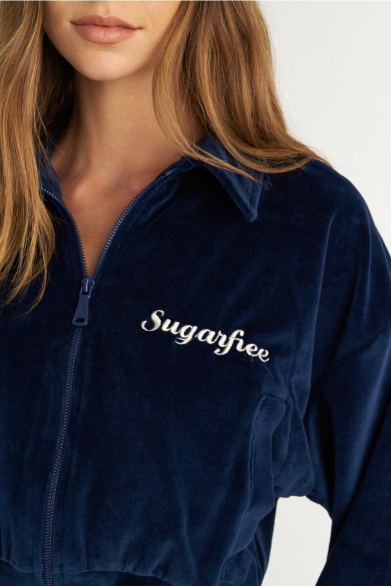 MONOCHROME VELOUR CROPPED JACKET WITH COLLAR-25833183-437