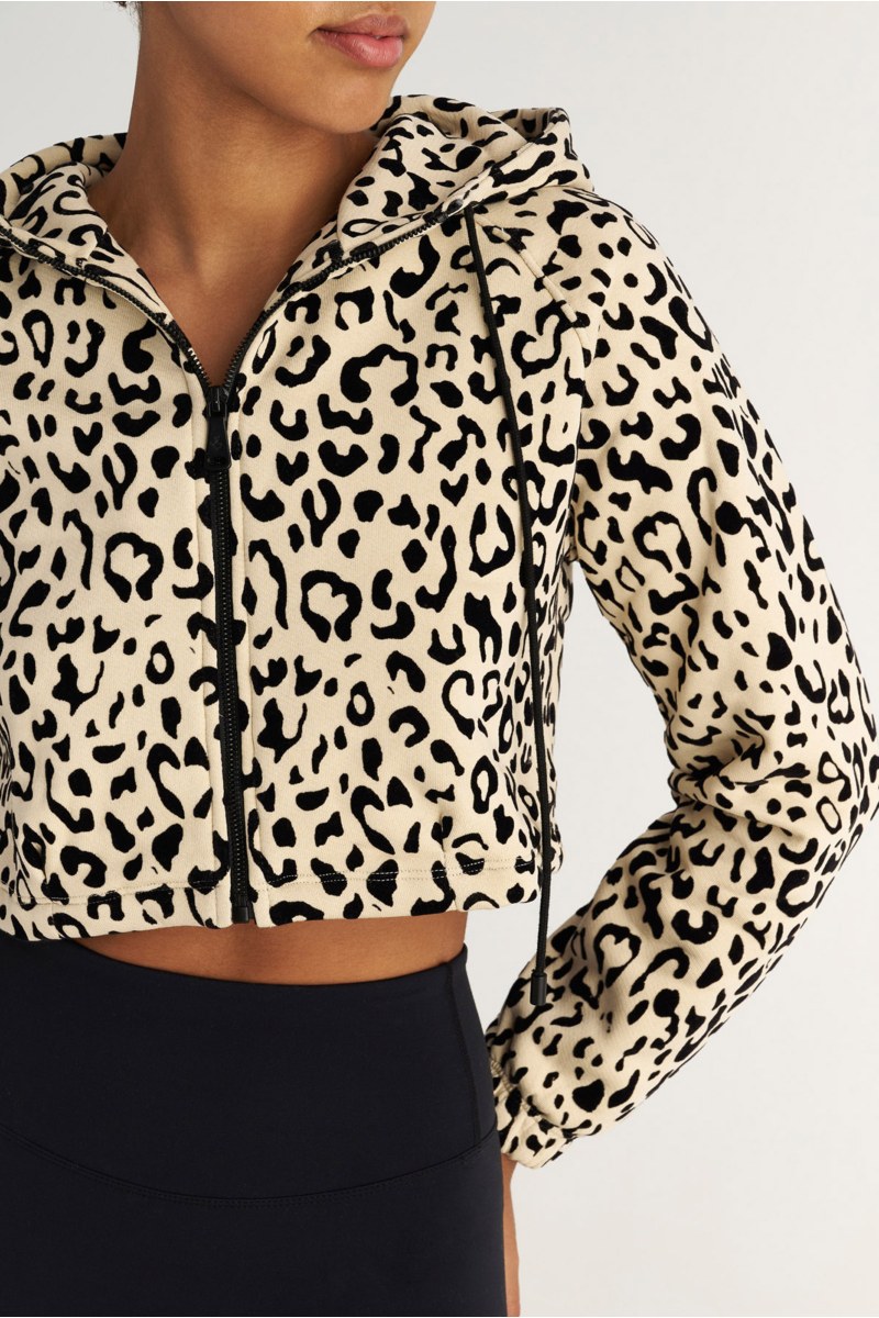 LEOPARD PRINTED HOODIE COTTON CROP JACKET-25833207-108
