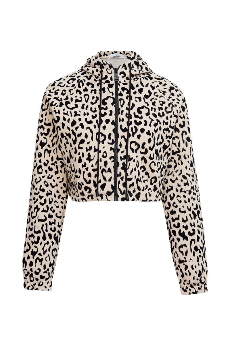 LEOPARD PRINTED HOODIE COTTON CROP JACKET-25833207-108