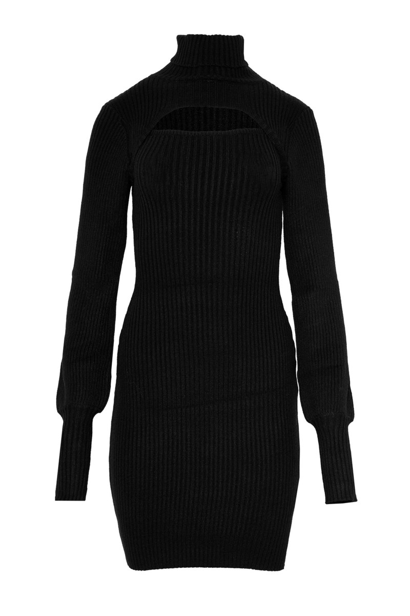 MONOCHROME KNITTED MINI DRESS WITH CUT-OUT DETAIL-25834060-110
