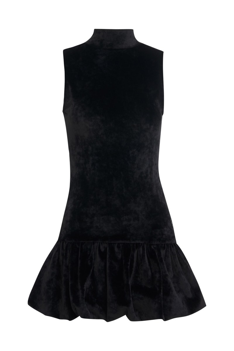 SUPER SOFT VELOUR TURTLENECK BALLOON MINI DRESS-25834172-110