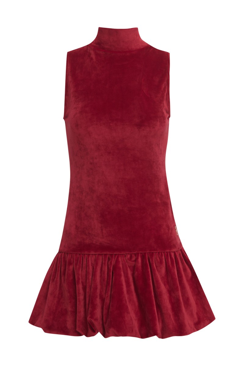SUPER SOFT VELOUR TURTLENECK BALLOON MINI DRESS-25834172-632