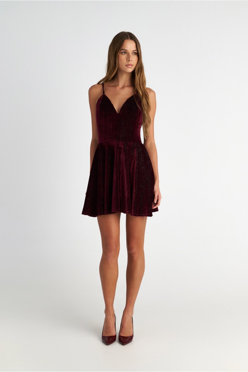 'V' PLUNGED MINI DRESS WITH THIN STRAPS-25834221-824