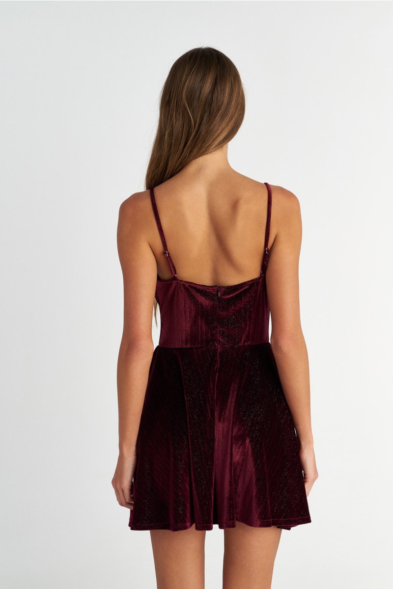 'V' PLUNGED MINI DRESS WITH THIN STRAPS-25834221-824