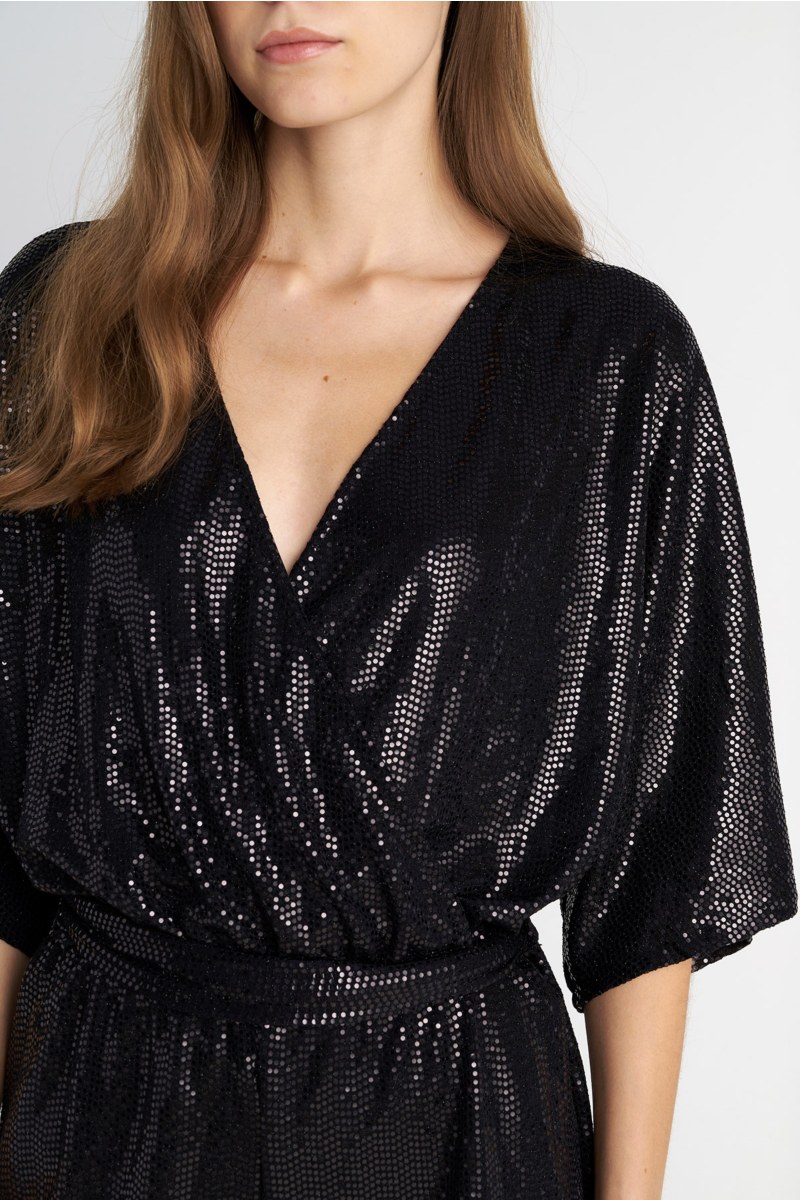 BELTED SHORT JUMPSUIT WITH SEQUIN EMBELLISHMENTS-25836166-110