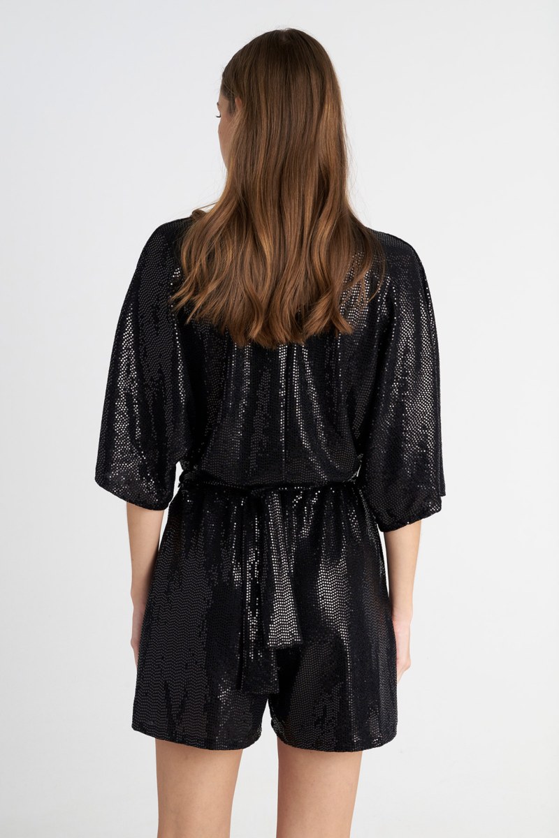 BELTED SHORT JUMPSUIT WITH SEQUIN EMBELLISHMENTS-25836166-110