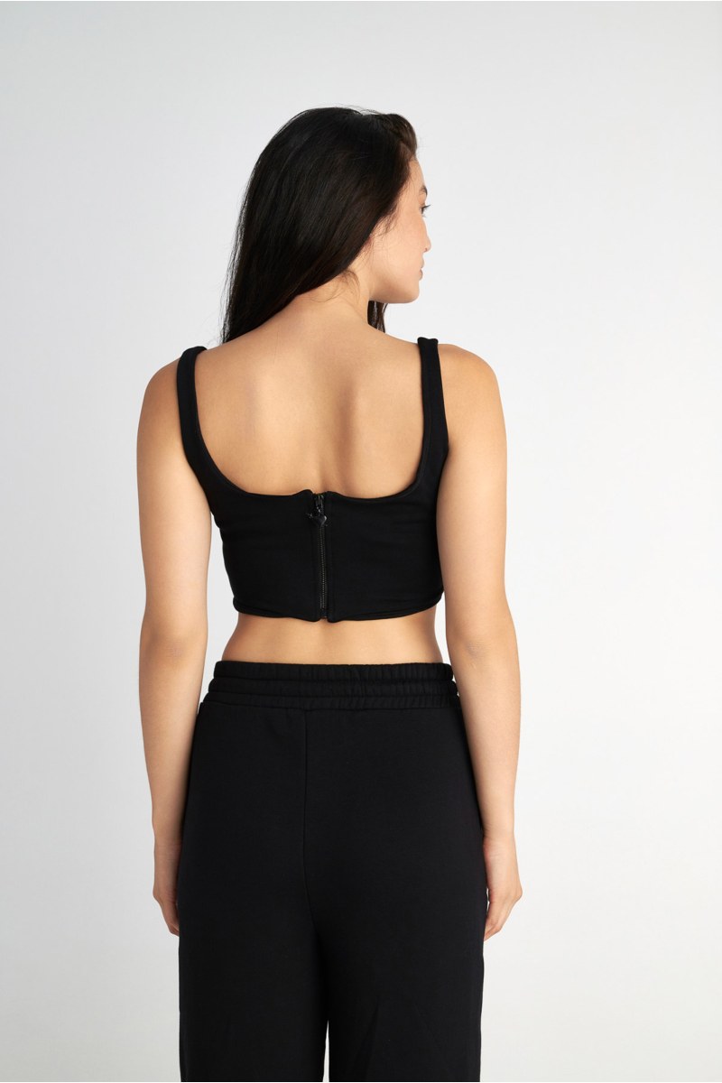 CORSET-INSPIRED COTTON CROPPED TOP-25838072-110