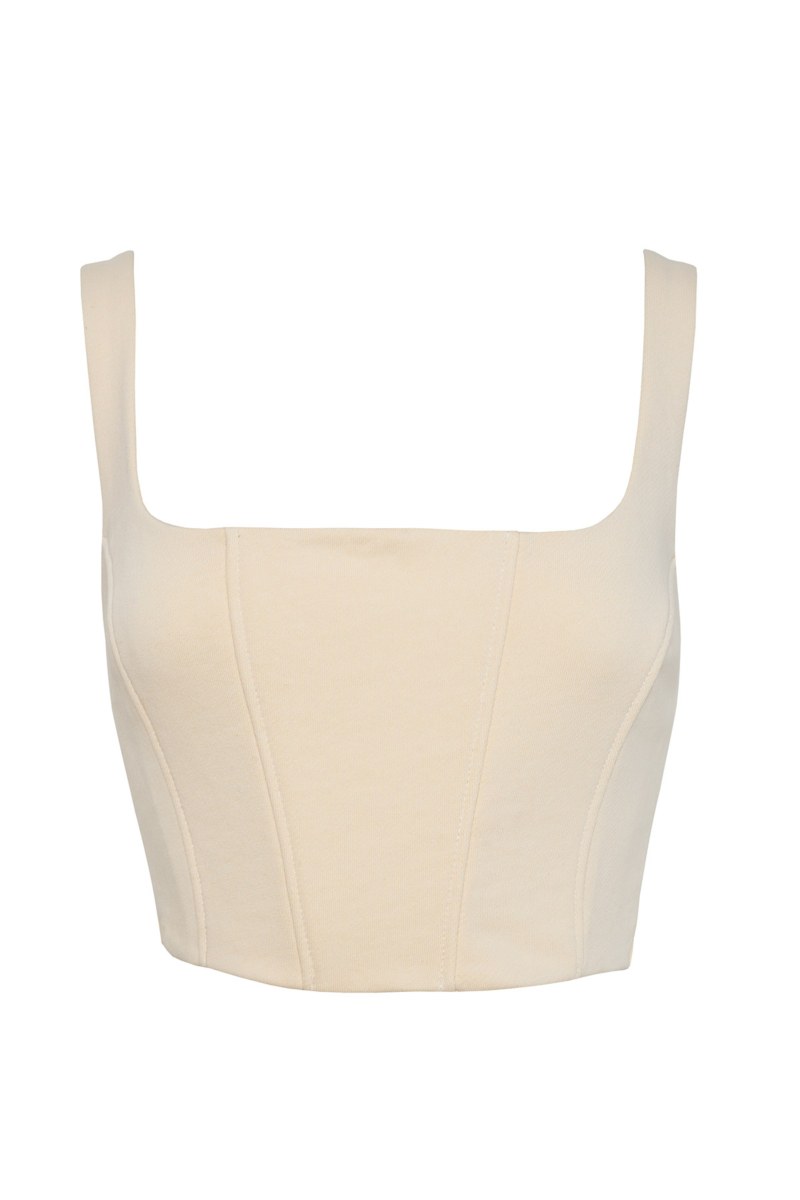 CORSET-INSPIRED COTTON CROPPED TOP-25838072-963