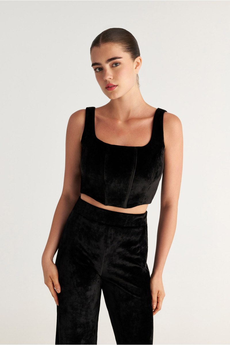 CORSET-INSPIRED SUPER SOFT VELOUR CROPPED TOP-25838174-110