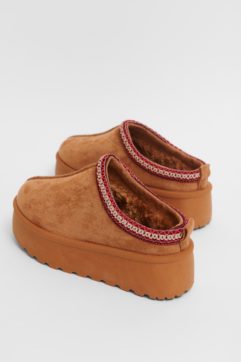 FAUX FUR PLATFORM SLIPPERS-25839051-323