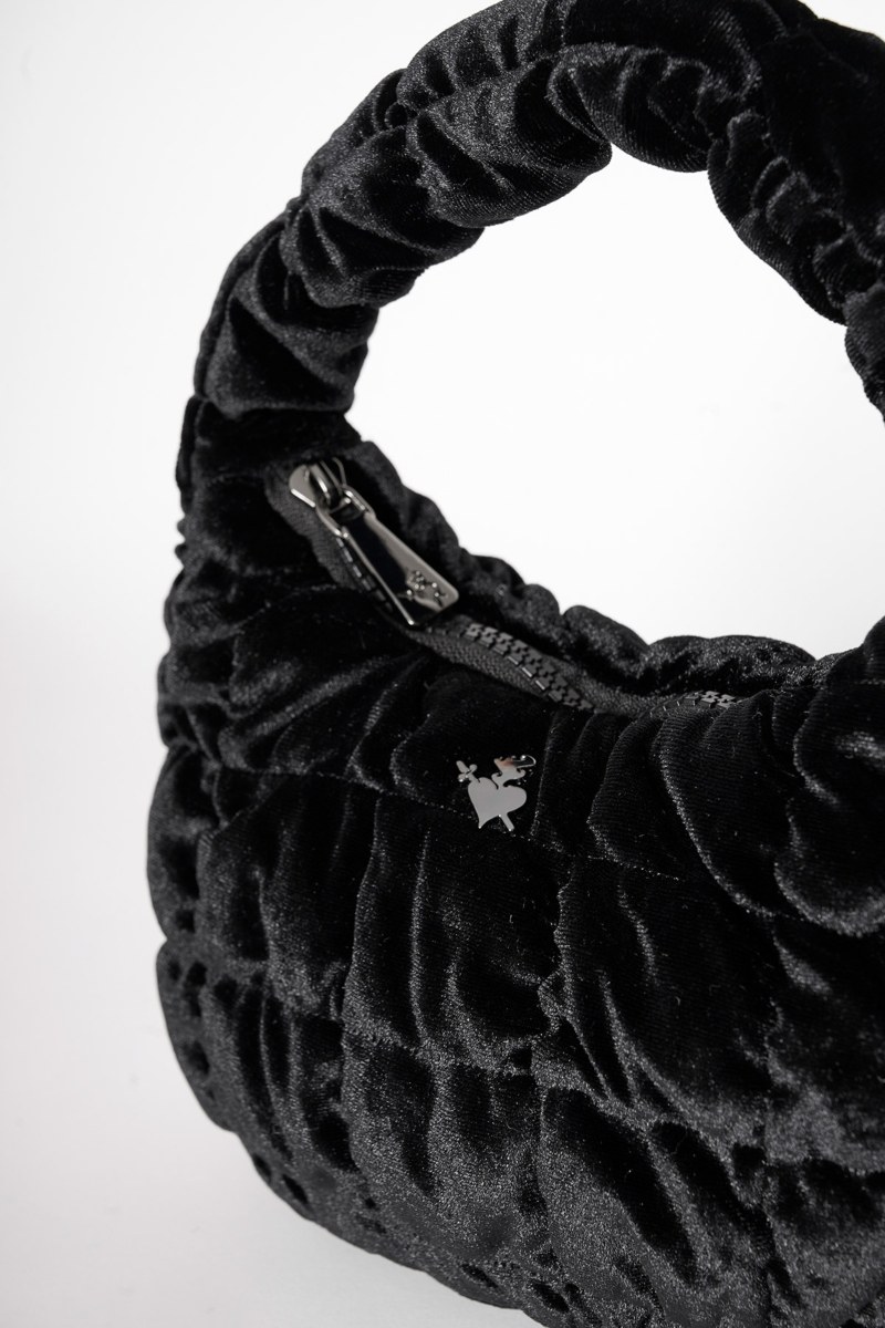 QUILTED SHOULDER SMALL VELOUR BAG-25839118-110