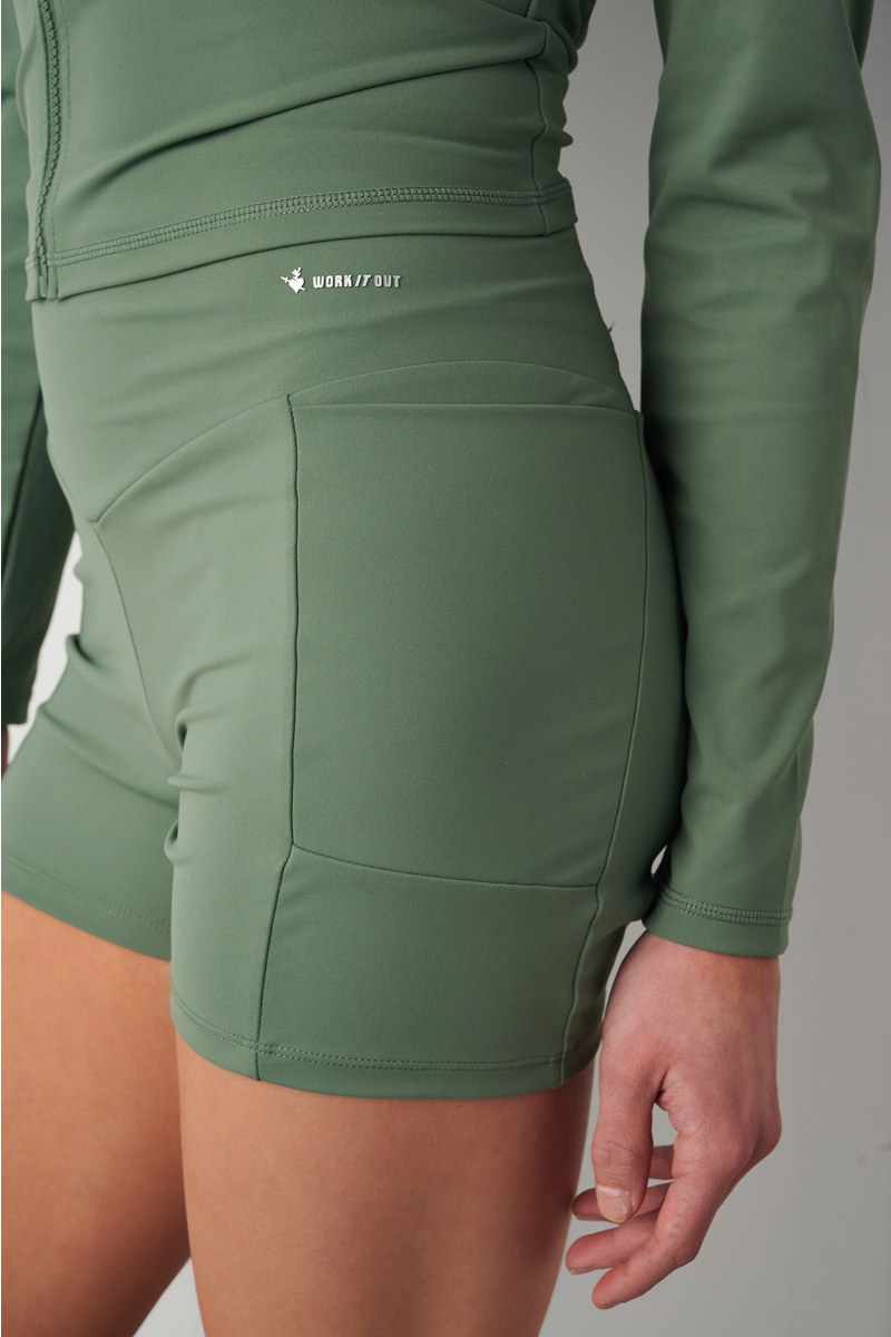 SATIN TOUCH HIGH WAISTED BIKER SHORTS WITH POCKET-25840013-525