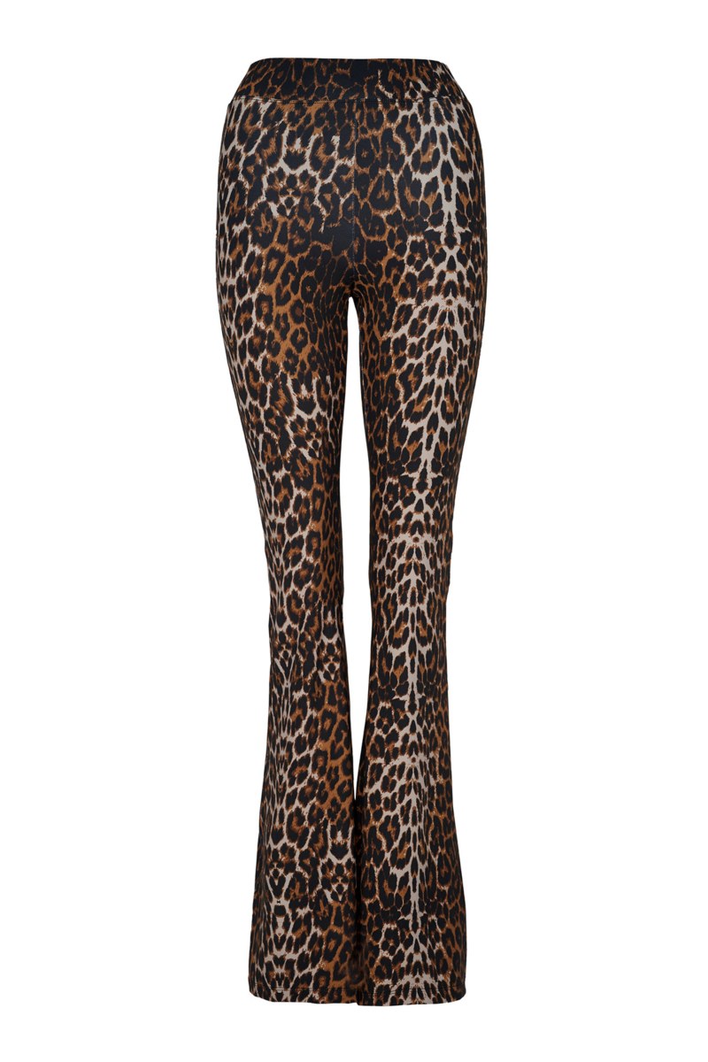 LEOPARD PRINT HIGH-WAISTED FLARED SPORTS LEGGINGS/PANTS-25841119-301