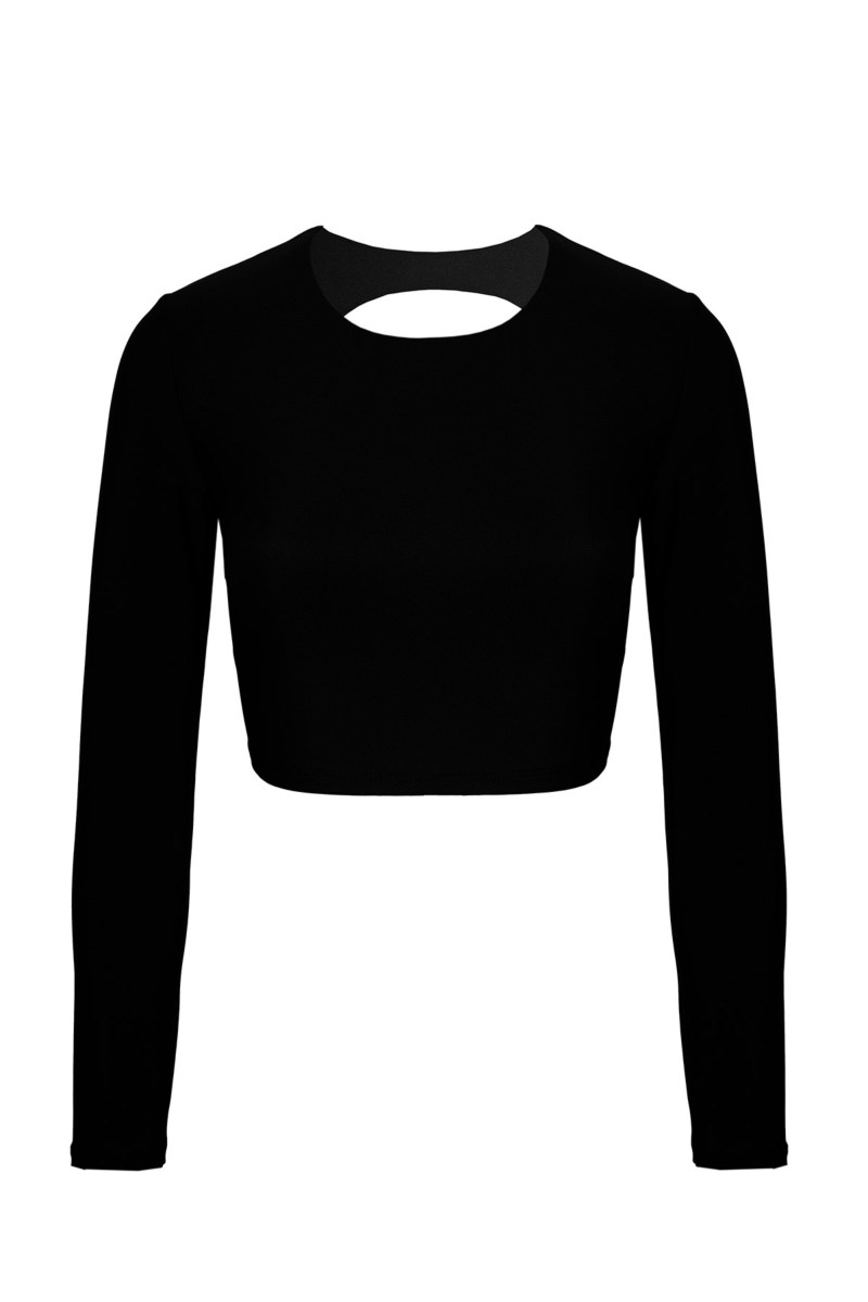 LONG SLEEVED SPORTS CROP TOP WITH TIE AT THE BACK-25842115-110