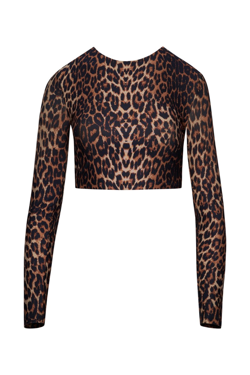 LEOPARD PRINTED SPORTS CROP TOP WITH WAIST TYING FASTENING-25842116-301