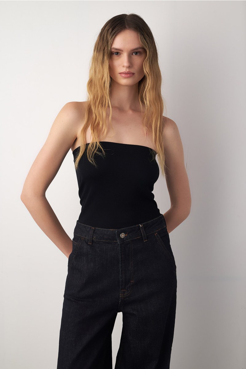 STRAPLESS MONOCHROME RIBBED BODYSUIT-25846010-110