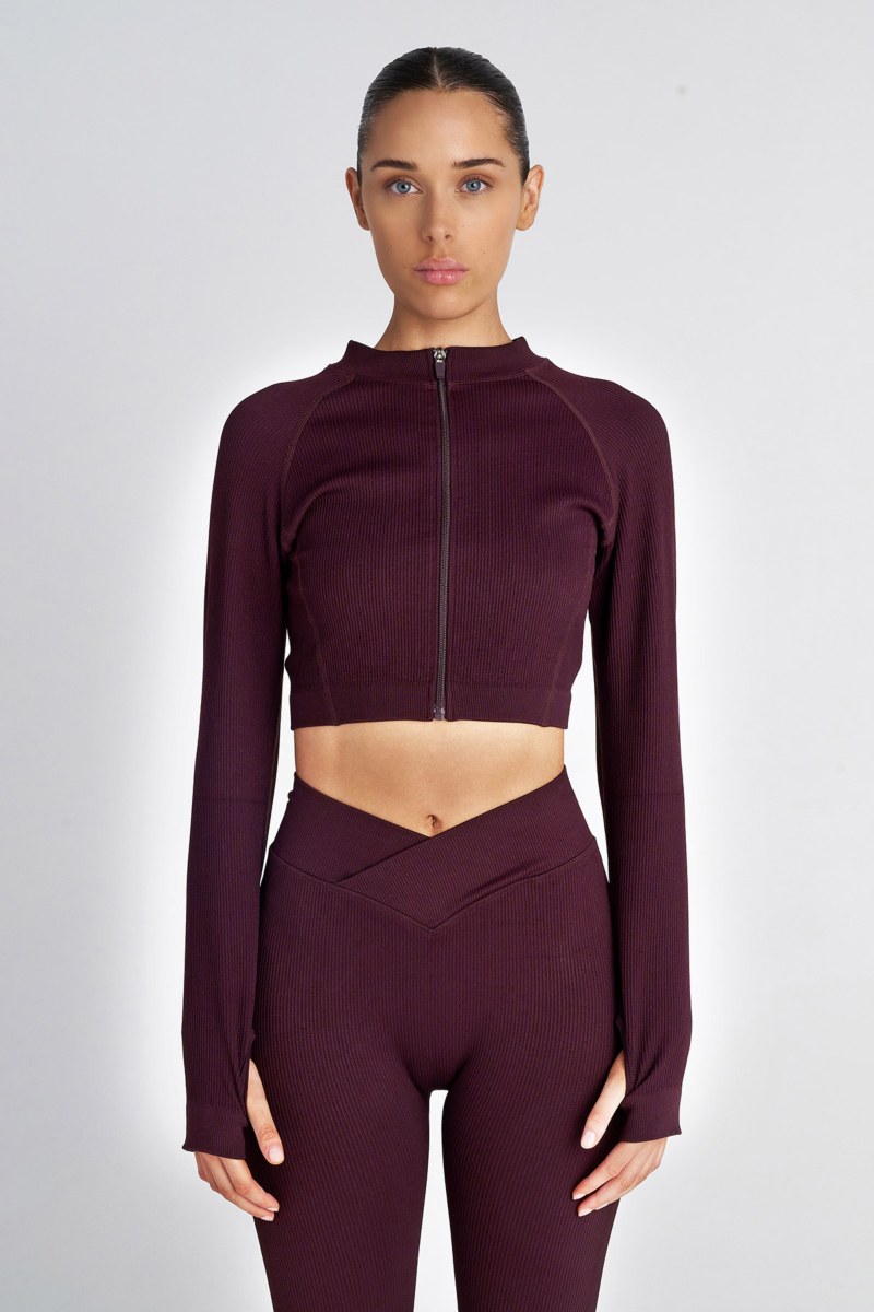 SEAMLESS SPORTS CROPPED JACKET WITH THUMB DETAILS-25863029-636