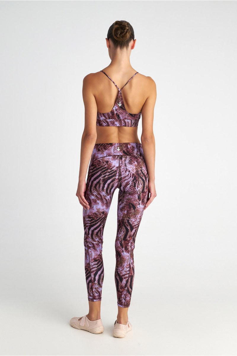 SNAKE PRINTED HIGH WAISTED SPORTS LEGGINGS-25865036-999