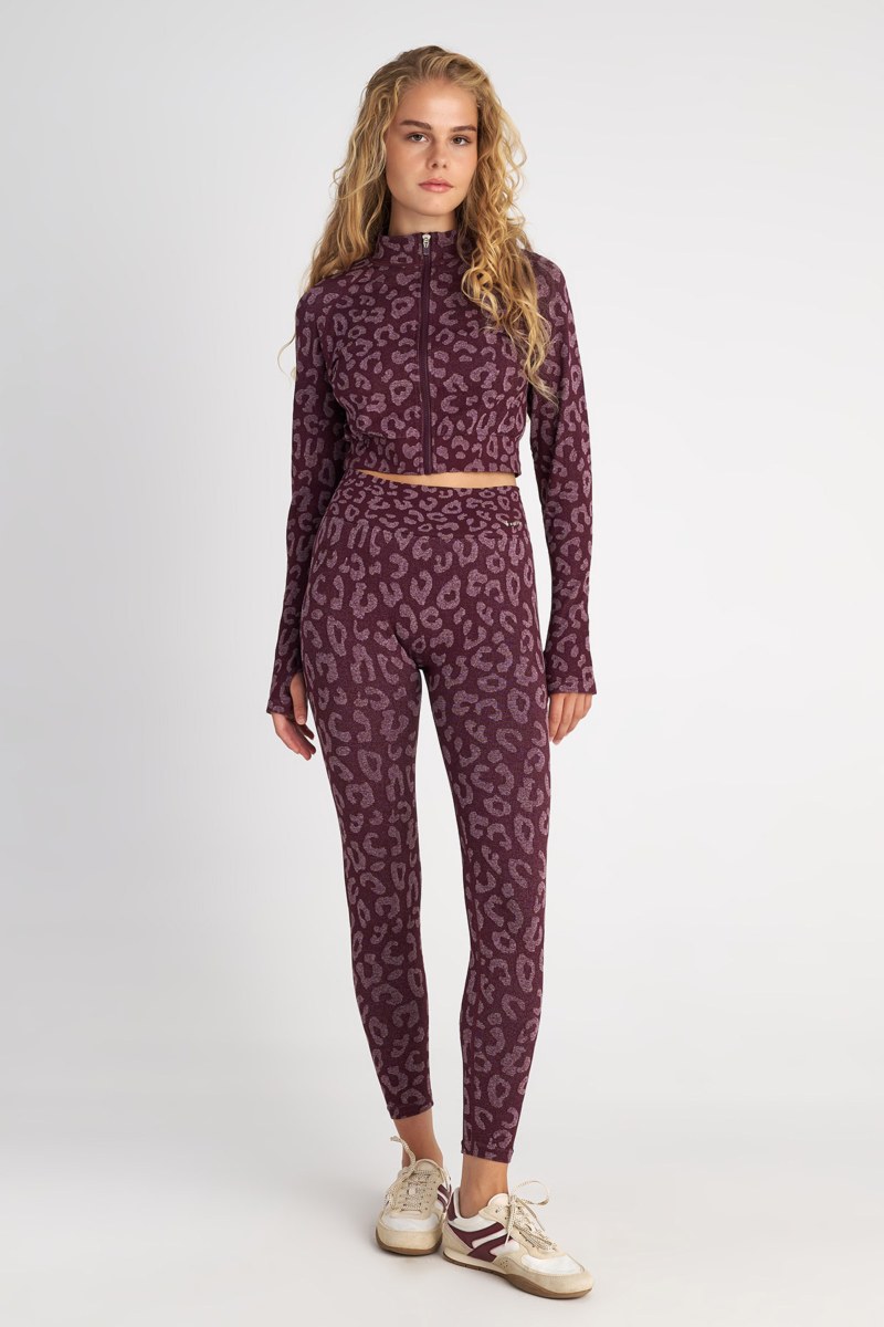 LEOPARD PRINTED SEAMLESS HIGH-WAISTED SPORTS LEGGINGS-25865047-855