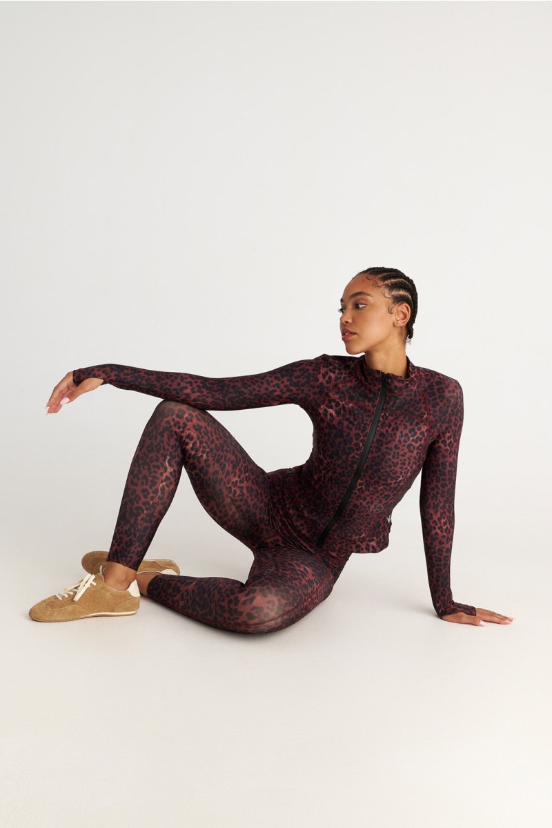 LEOPARD PRINTED HIGH-WAISTED SPORTS LEGGINGS-25865050-634