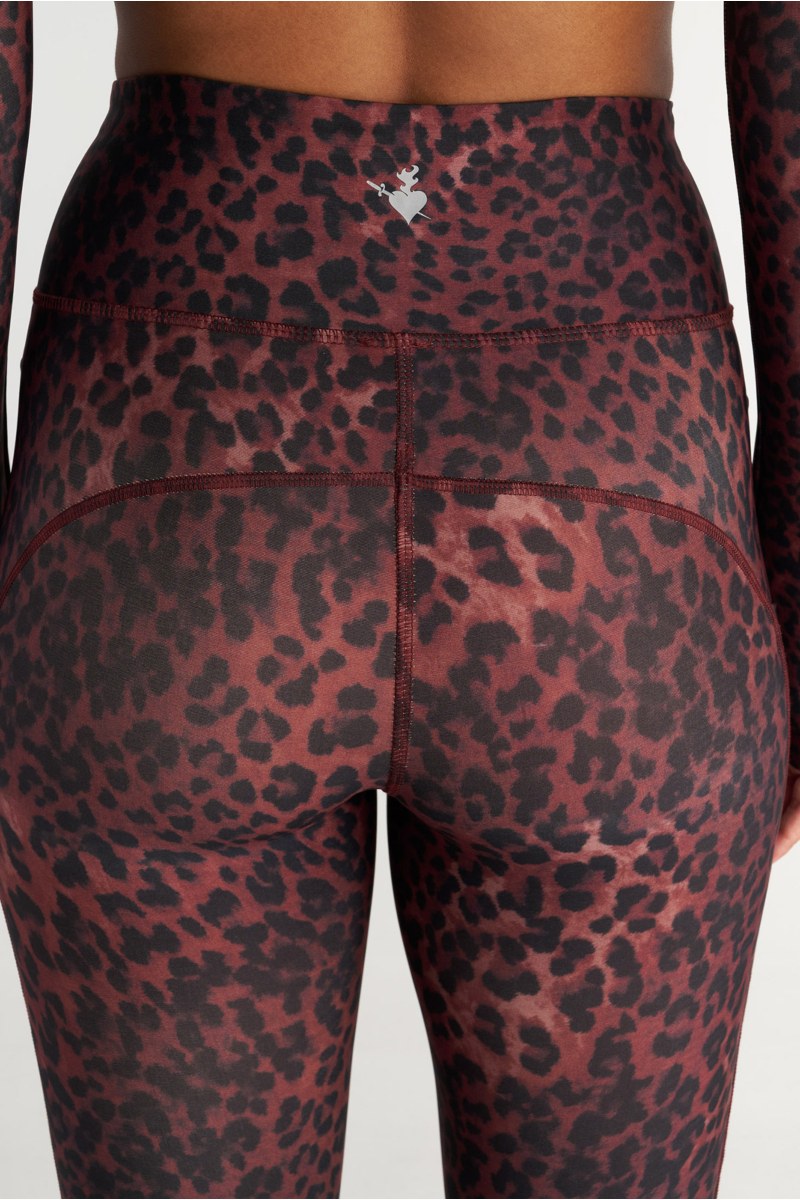 LEOPARD PRINTED HIGH-WAISTED SPORTS LEGGINGS-25865050-634