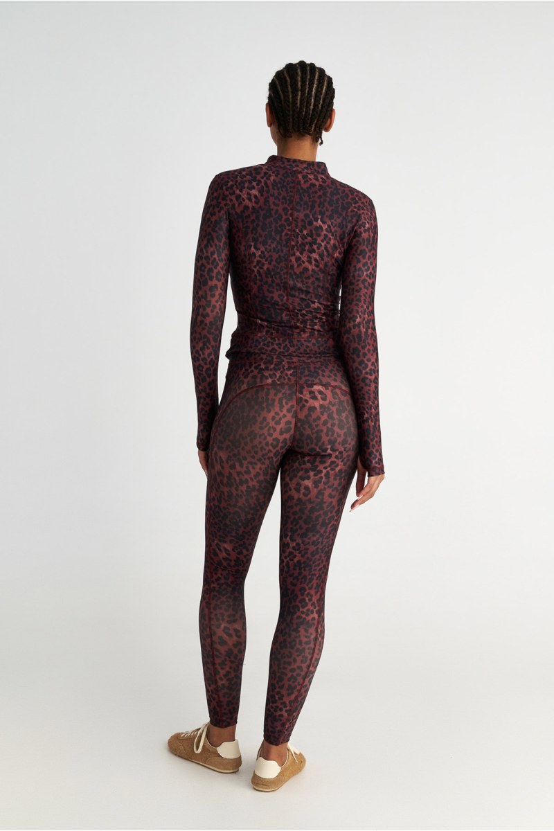 LEOPARD PRINTED HIGH-WAISTED SPORTS LEGGINGS-25865050-634