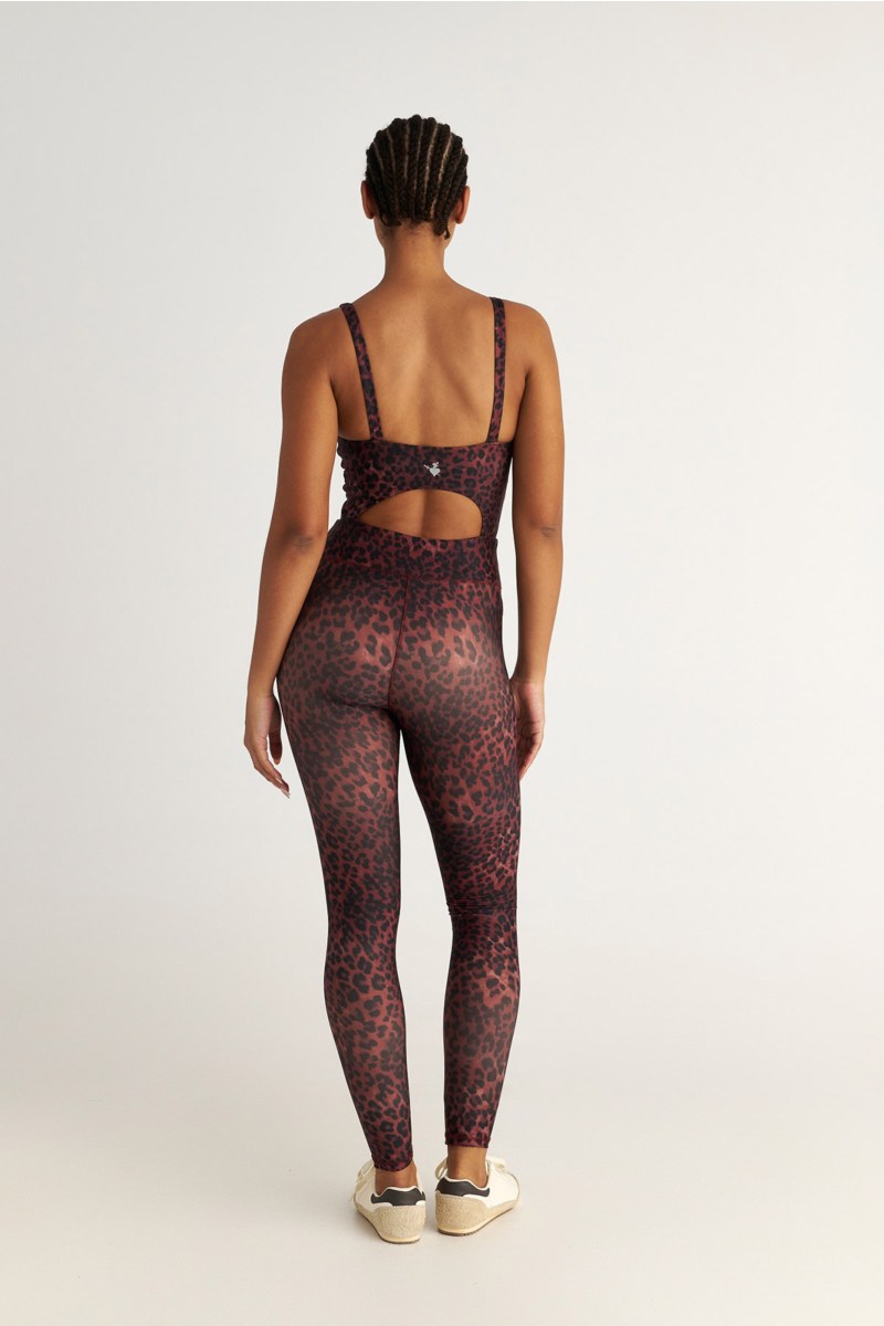 LEOPARD PRINTED STRETCH SPORTS JUMPSUIT WITH OPEN BACK-25867050-634