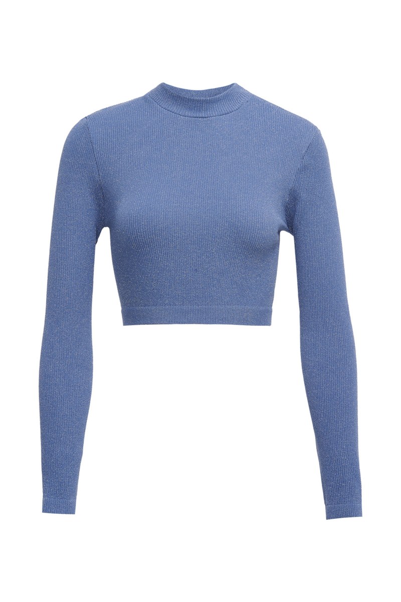 SEAMLESS SPORTS CROP TOP WITH GOLD METALLIC THREAD-25868031-438