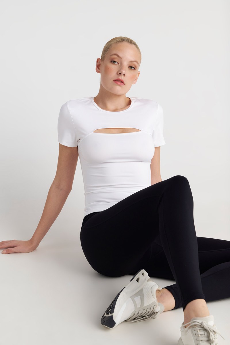 SHORT-SLEEVED SPORTS TOP WITH FRONT CUT-OUT DETAIL-25868032-103