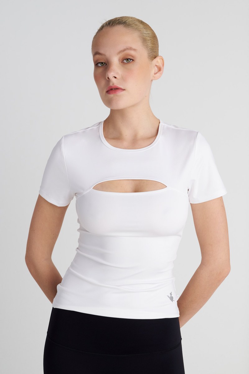 SHORT-SLEEVED SPORTS TOP WITH FRONT CUT-OUT DETAIL-25868032-103