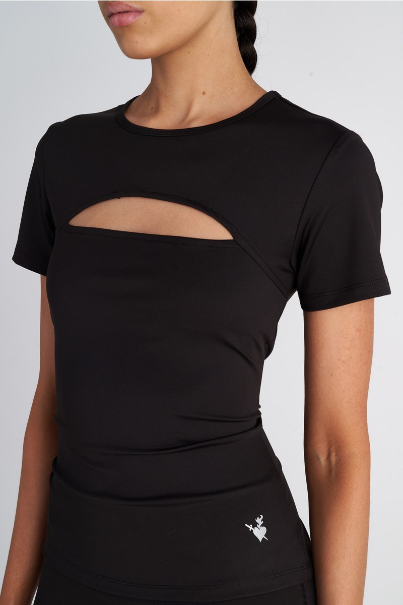 SHORT-SLEEVED SPORTS TOP WITH FRONT CUT-OUT DETAIL-25868032-110