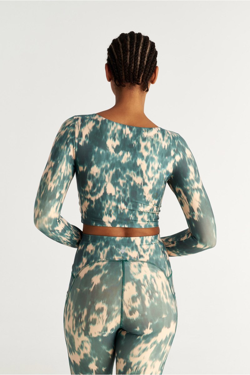 TIE-DYE PRINTED SPORTS CROP TOP WITH THUMB DETAILS-25868049-414