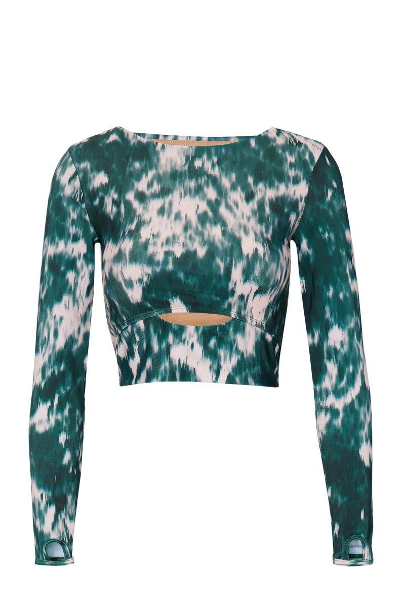 TIE-DYE PRINTED SPORTS CROP TOP WITH THUMB DETAILS-25868049-414