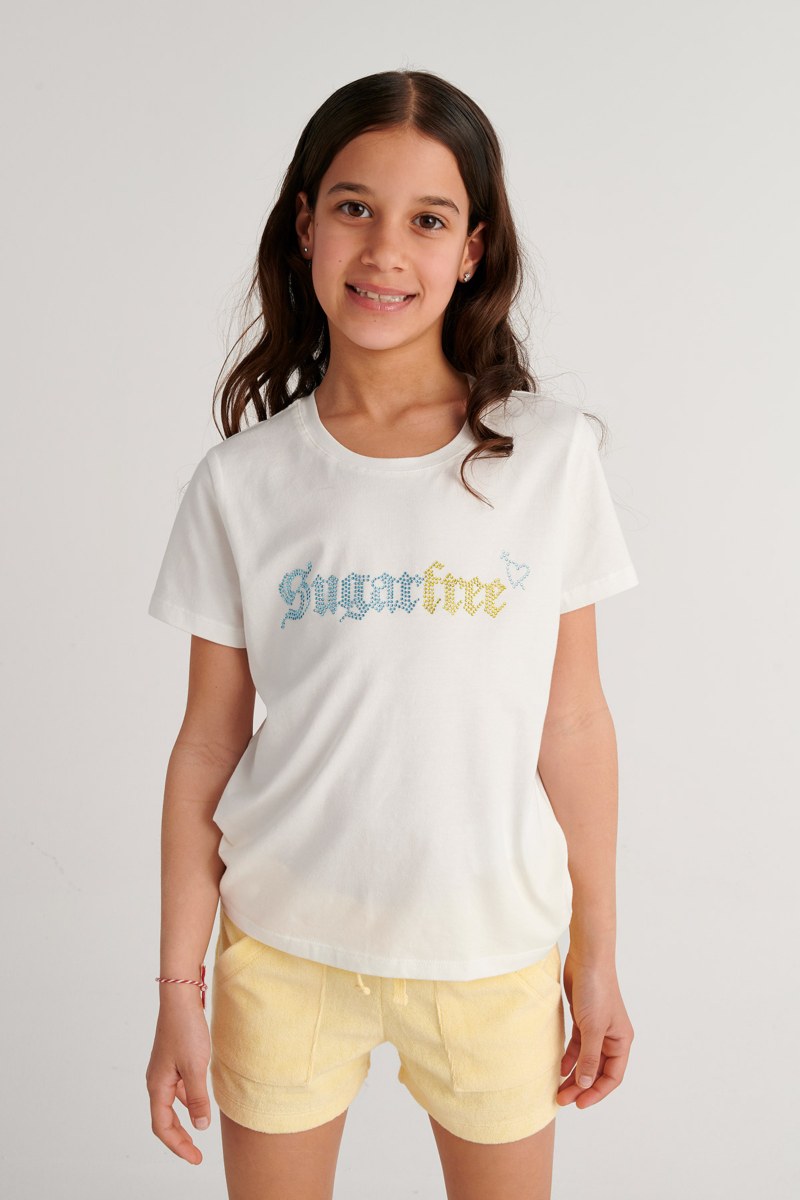 EMBELLISHED COTTON T-SHIRT FOR GIRLS-26612043-102