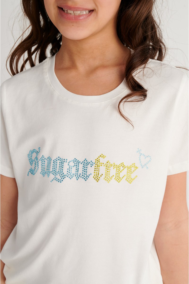 EMBELLISHED COTTON T-SHIRT FOR GIRLS-26612043-102
