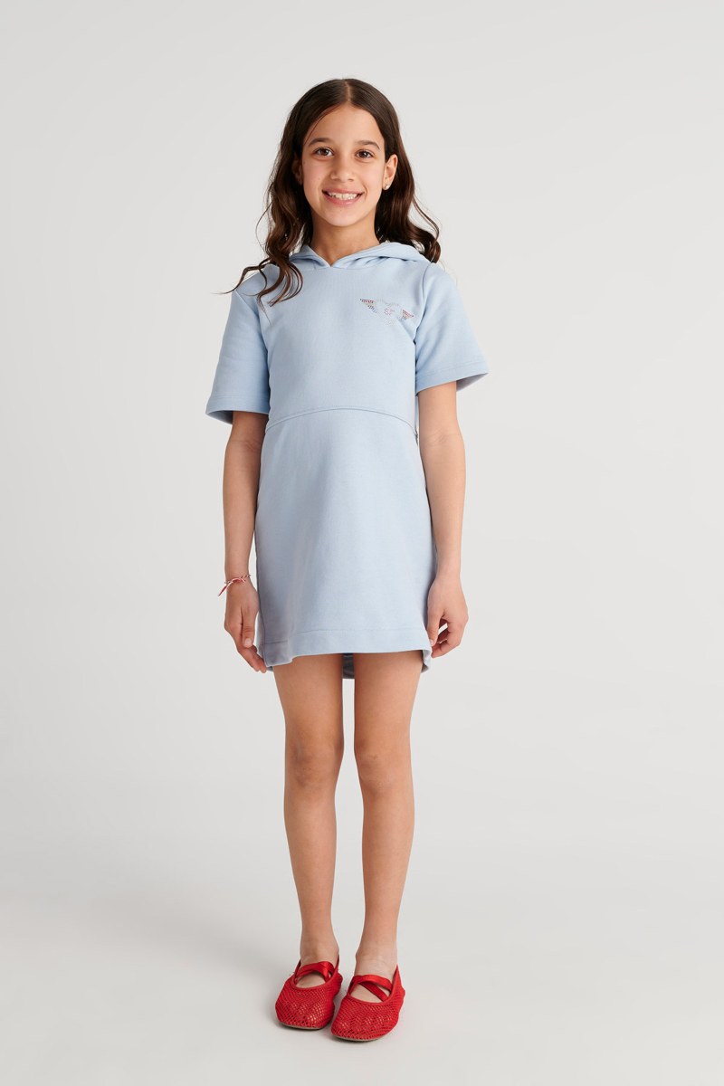 COTTON HOODED MINI DRESS FOR GIRLS-26614017-309