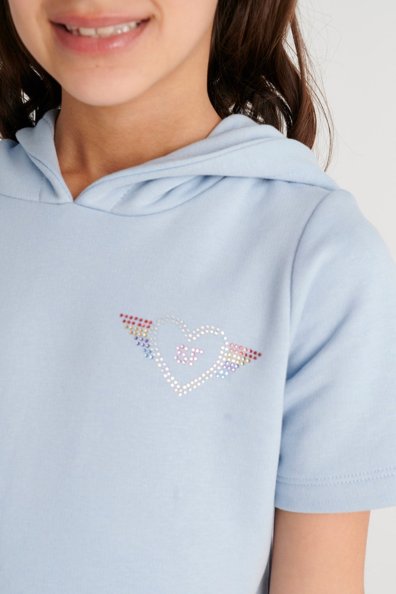 COTTON HOODED MINI DRESS FOR GIRLS-26614017-309