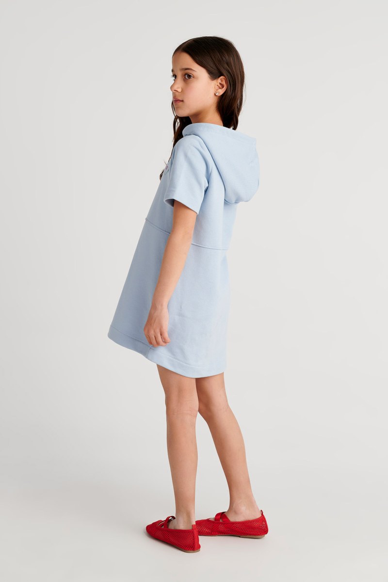 COTTON HOODED MINI DRESS FOR GIRLS-26614017-309