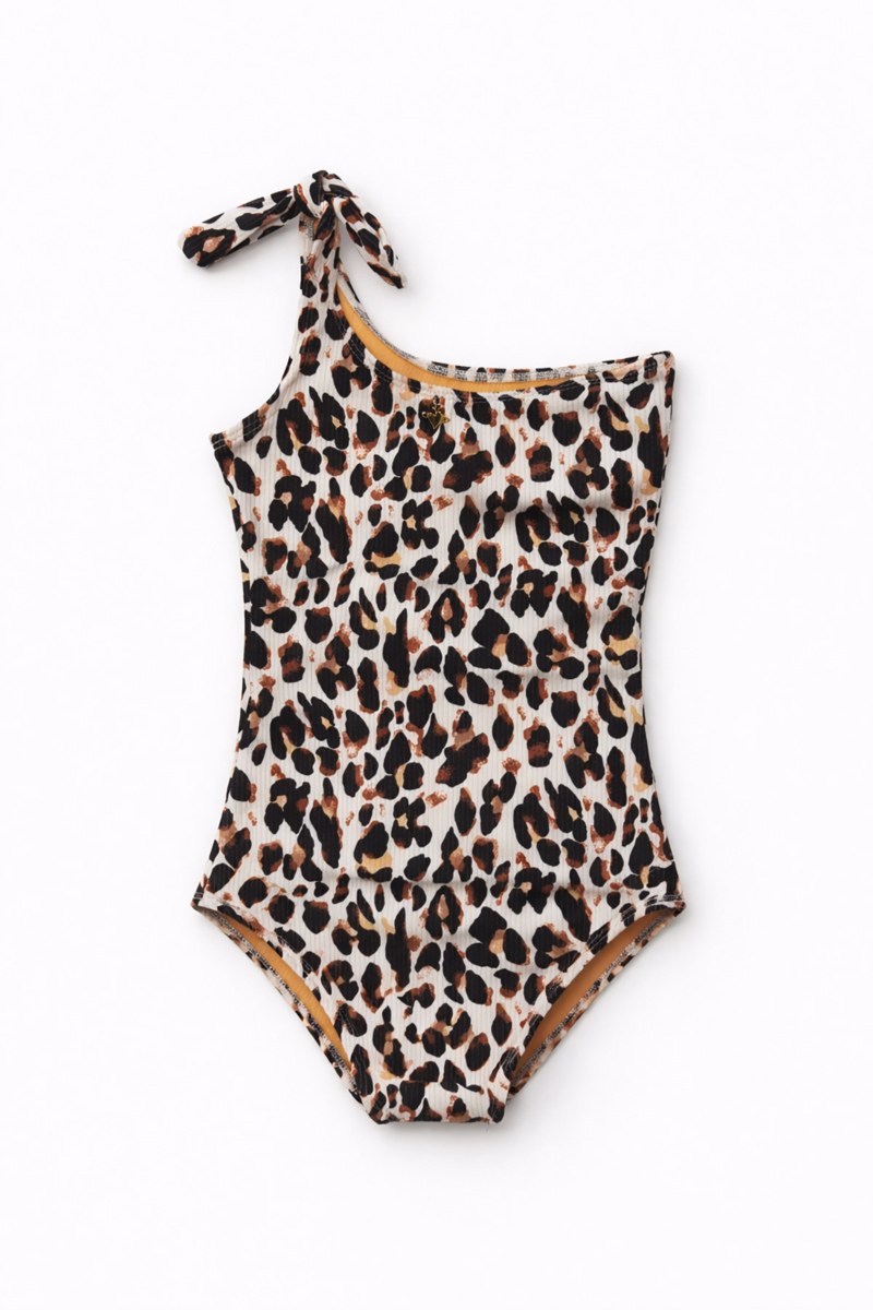 ANIMAL PRINTED ONE SHOULDER ONEPIECE SWIMSUIT FOR GIRLS-26615007-999