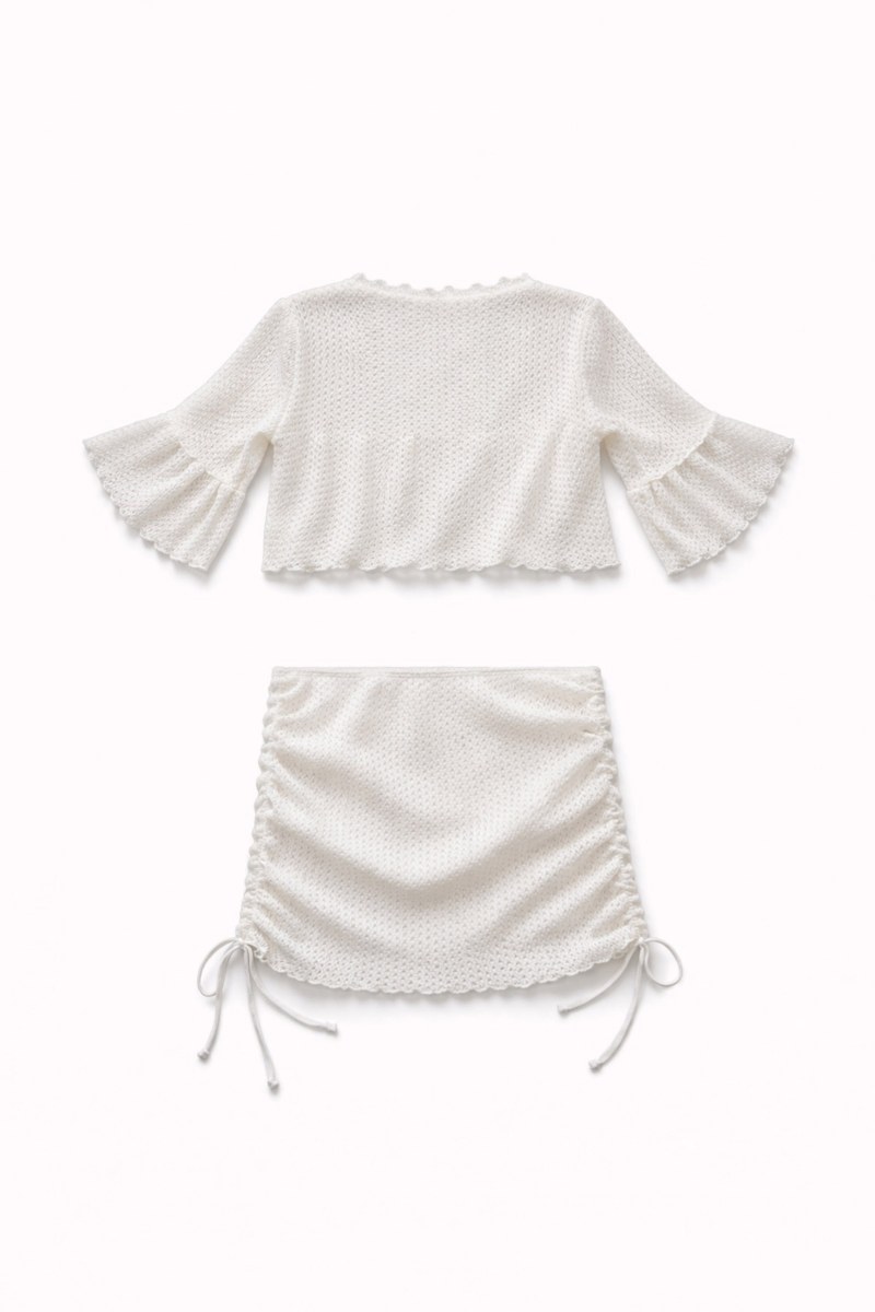 SEMI-SHEER BEACH SET TOP/SKIRT FOR GIRLS-26617002-102