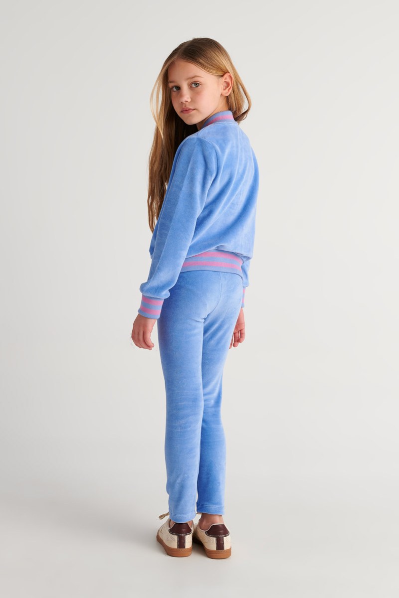 TWO-TONE STYLED SUPER SOFT VELOUR TRACKSUIT SET FOR GIRLS WITH RAINBOW ZIPPER-26618012-421