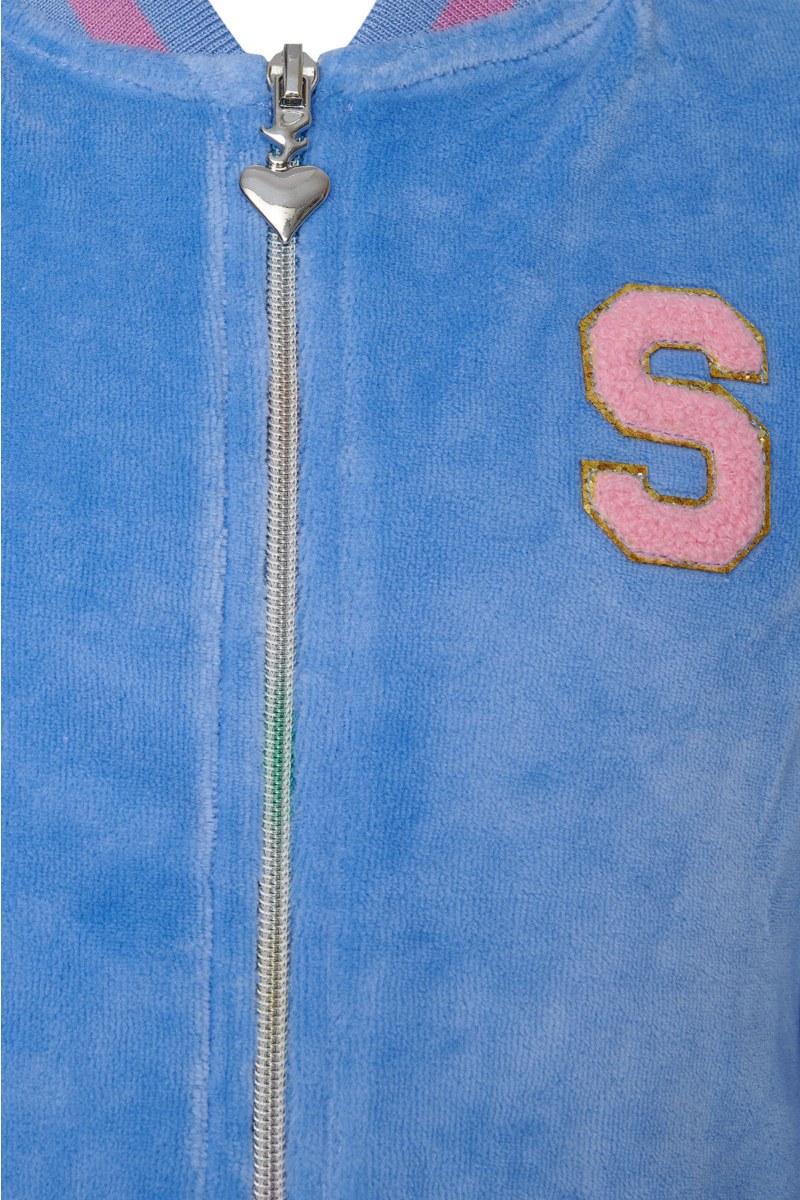 TWO-TONE STYLED SUPER SOFT VELOUR TRACKSUIT SET FOR GIRLS WITH RAINBOW ZIPPER-26618012-421