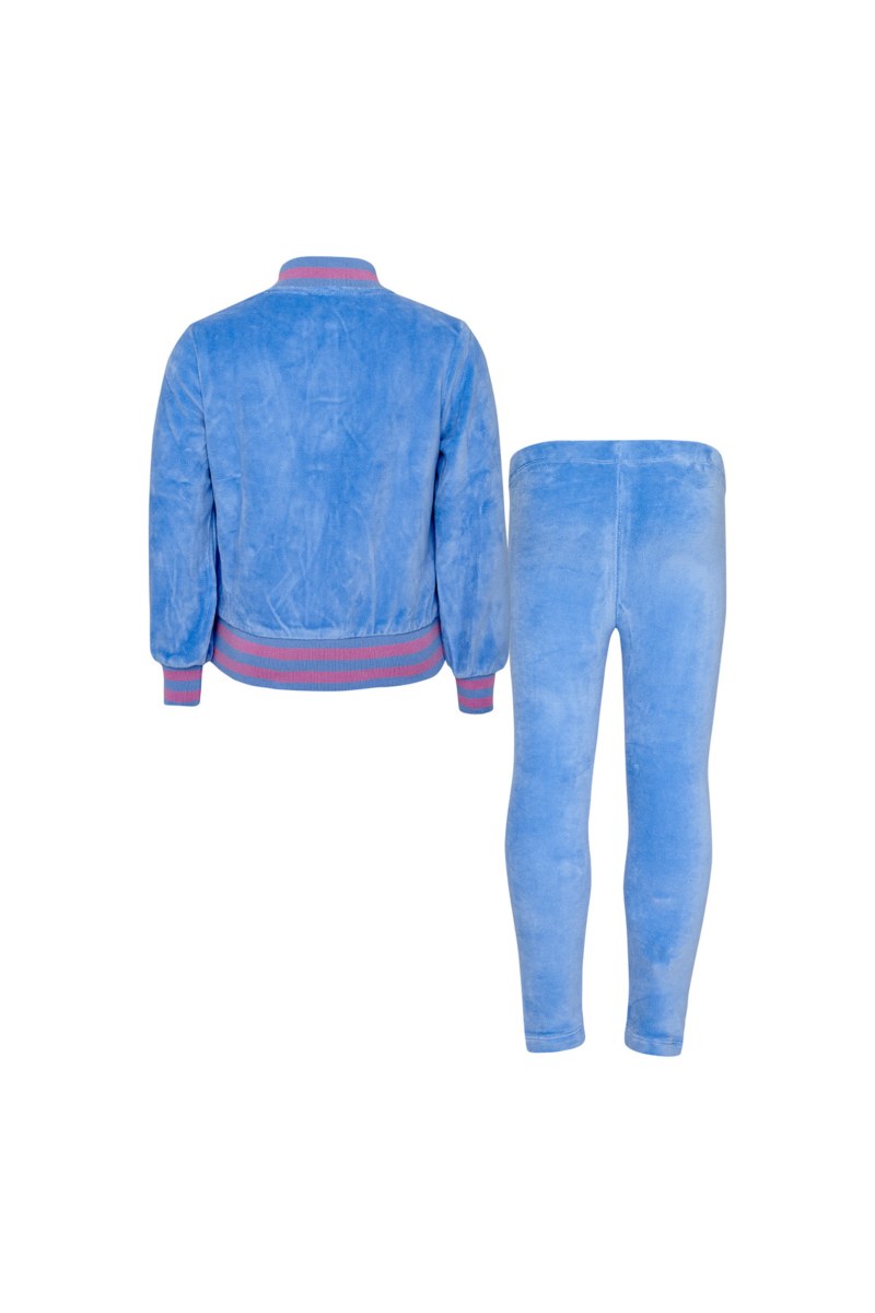 TWO-TONE STYLED SUPER SOFT VELOUR TRACKSUIT SET FOR GIRLS WITH RAINBOW ZIPPER-26618012-421