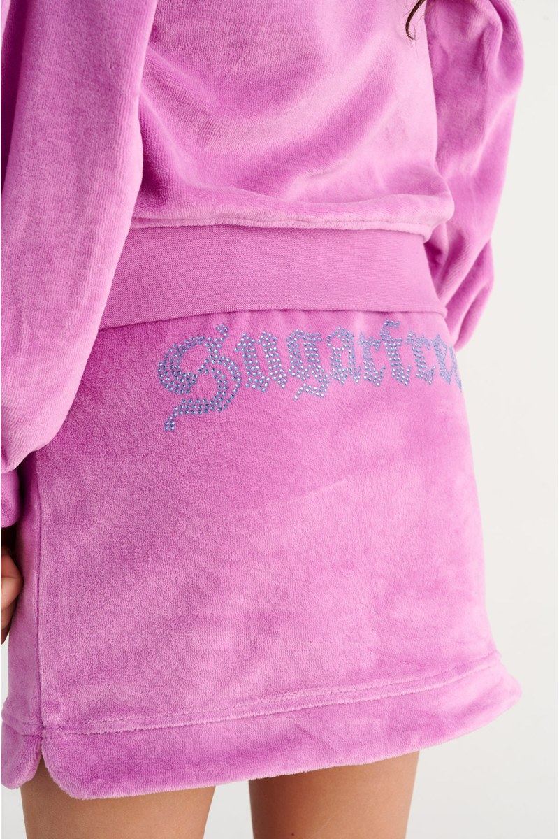 VELOUR JACKET/SKIRT SET FOR GIRLS WITH STRASS EMBELLISHMENT AND RAINBOW ZIPPER-26618014-700