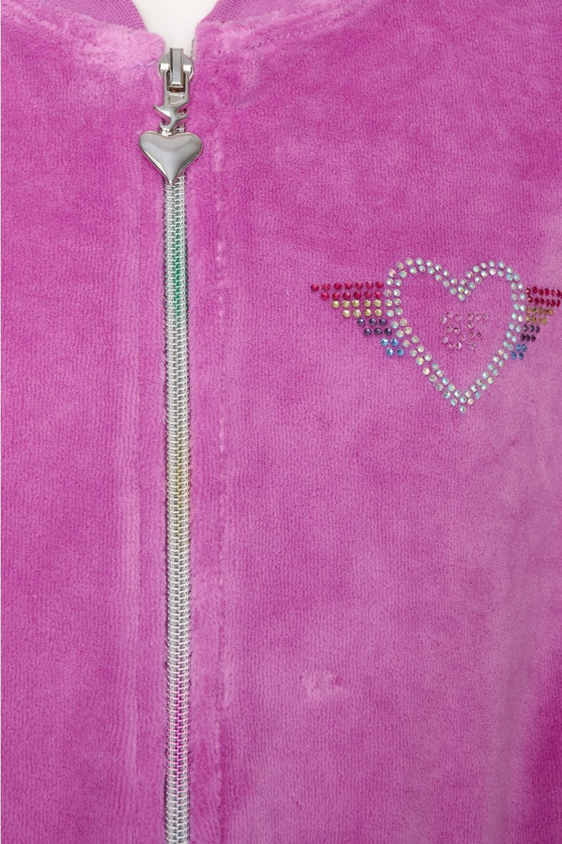 VELOUR JACKET/SKIRT SET FOR GIRLS WITH STRASS EMBELLISHMENT AND RAINBOW ZIPPER-26618014-700