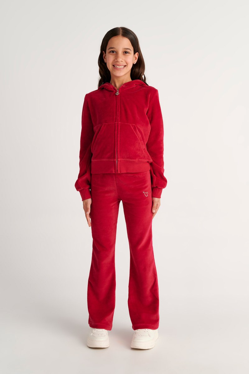STRASS EMBELLISHED VELOUR TRACK SET FOR GIRLS WITH RAINBOW ZIPPER-26618015-857
