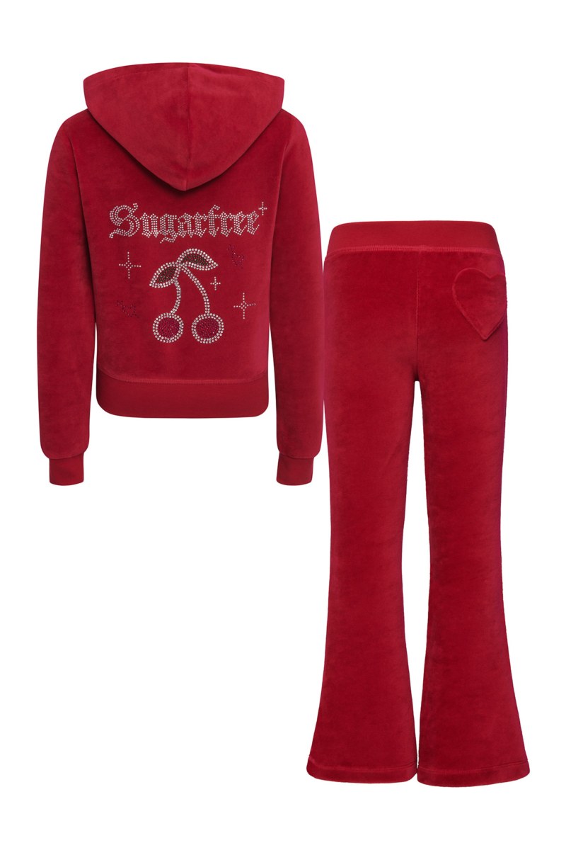 STRASS EMBELLISHED VELOUR TRACK SET FOR GIRLS WITH RAINBOW ZIPPER-26618015-857