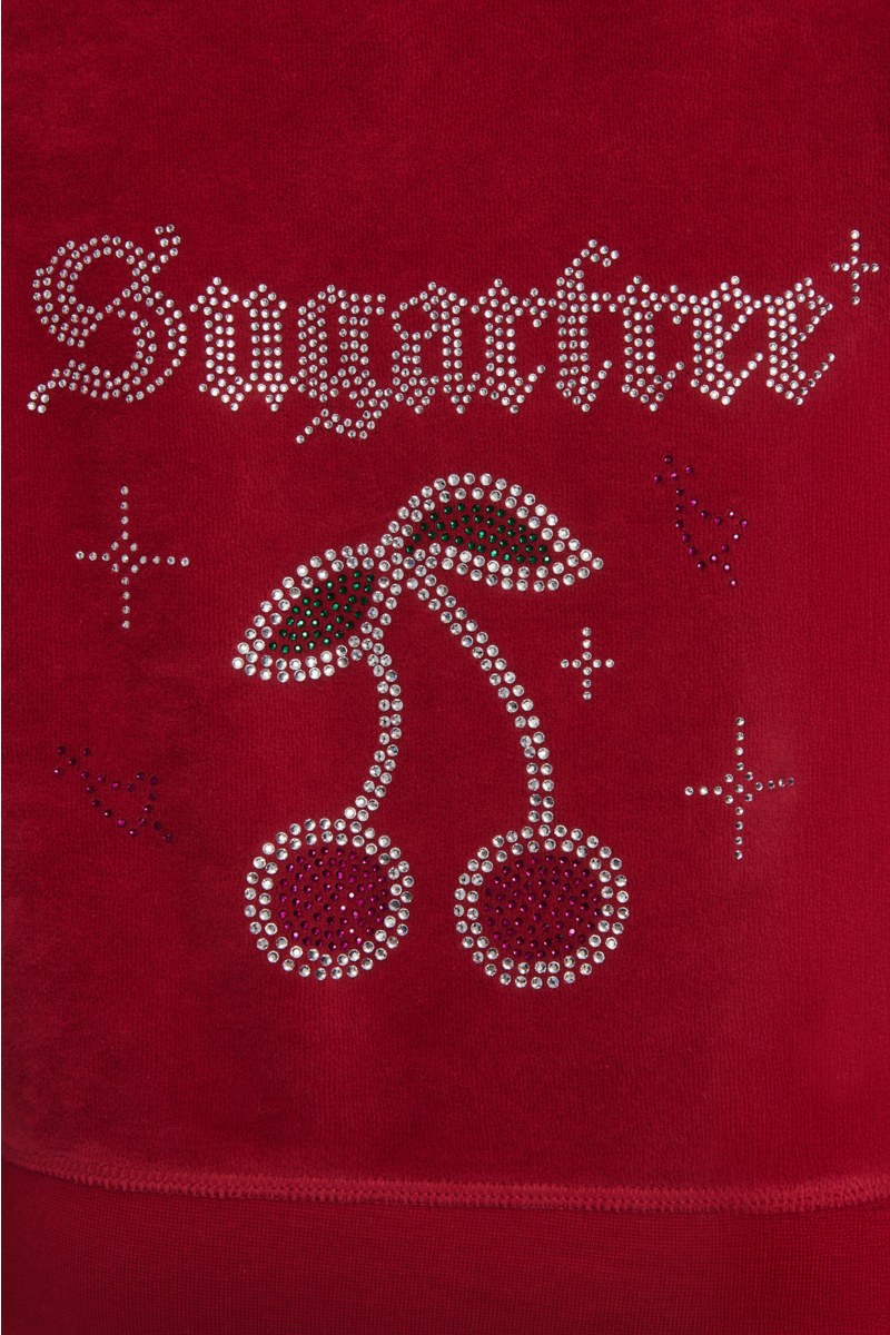 STRASS EMBELLISHED VELOUR TRACK SET FOR GIRLS WITH RAINBOW ZIPPER-26618015-857