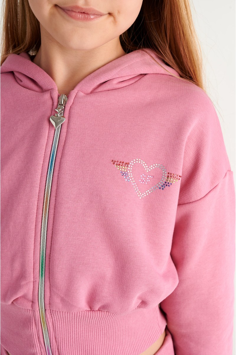 COLORFUL STRASS EMBELLISHED COTTON TRACK SET FOR GIRLS WITH RAINBOW ZIPPER-26618018-720