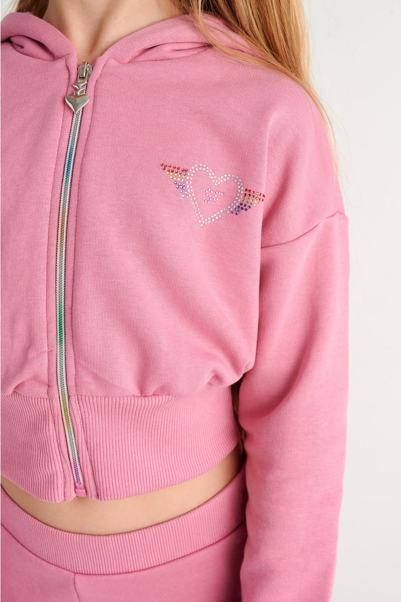 COLORFUL STRASS EMBELLISHED COTTON TRACK SET FOR GIRLS WITH RAINBOW ZIPPER-26618018-720